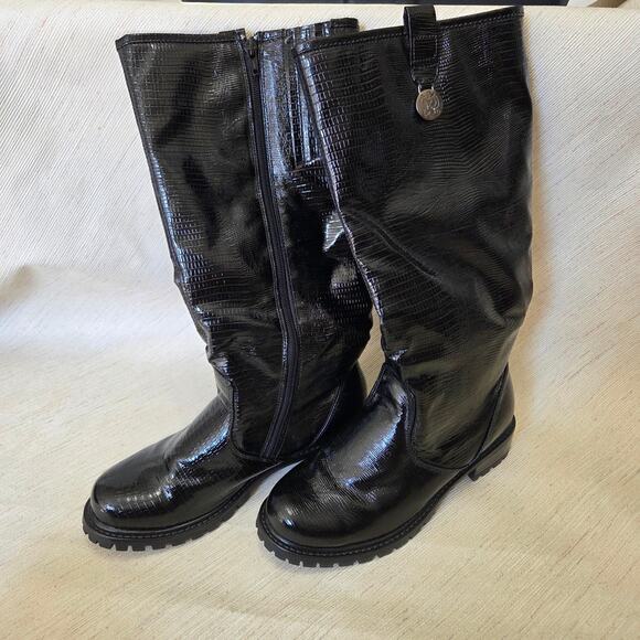 Khombu Black Calf High Zip Up Boots Woman's Size 9M Style-SNAKE-PU - Picture 1 of 7